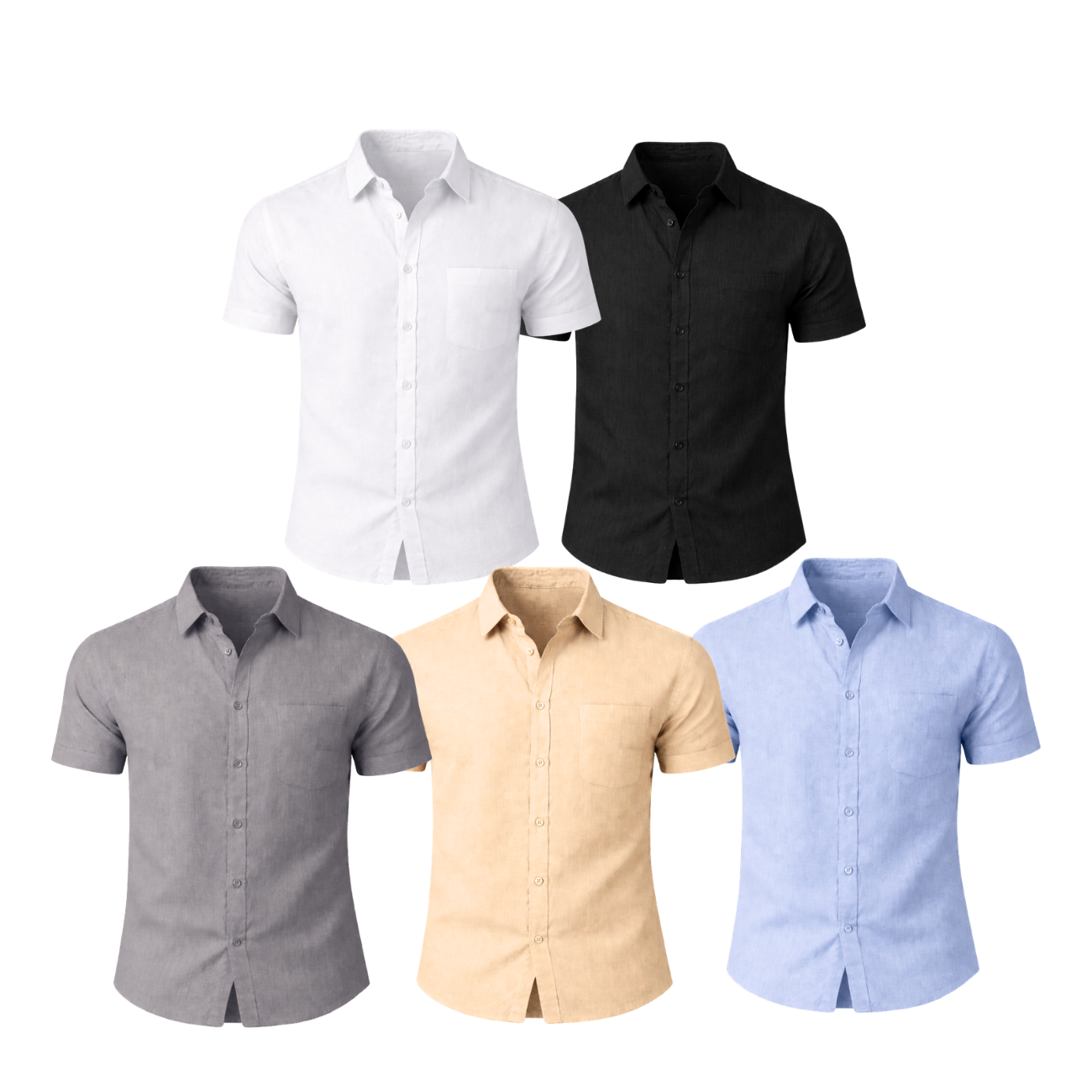 Camisa Masculina em Linho de Manga Curta Ipanema
