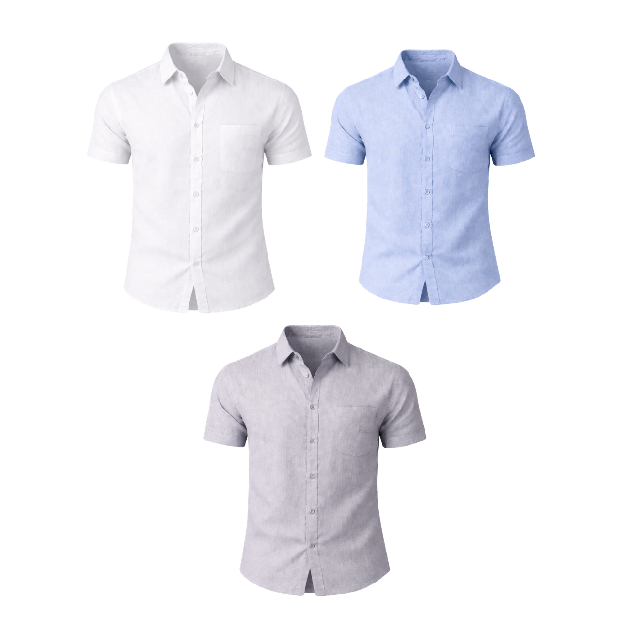 Camisa Masculina em Linho de Manga Curta Ipanema