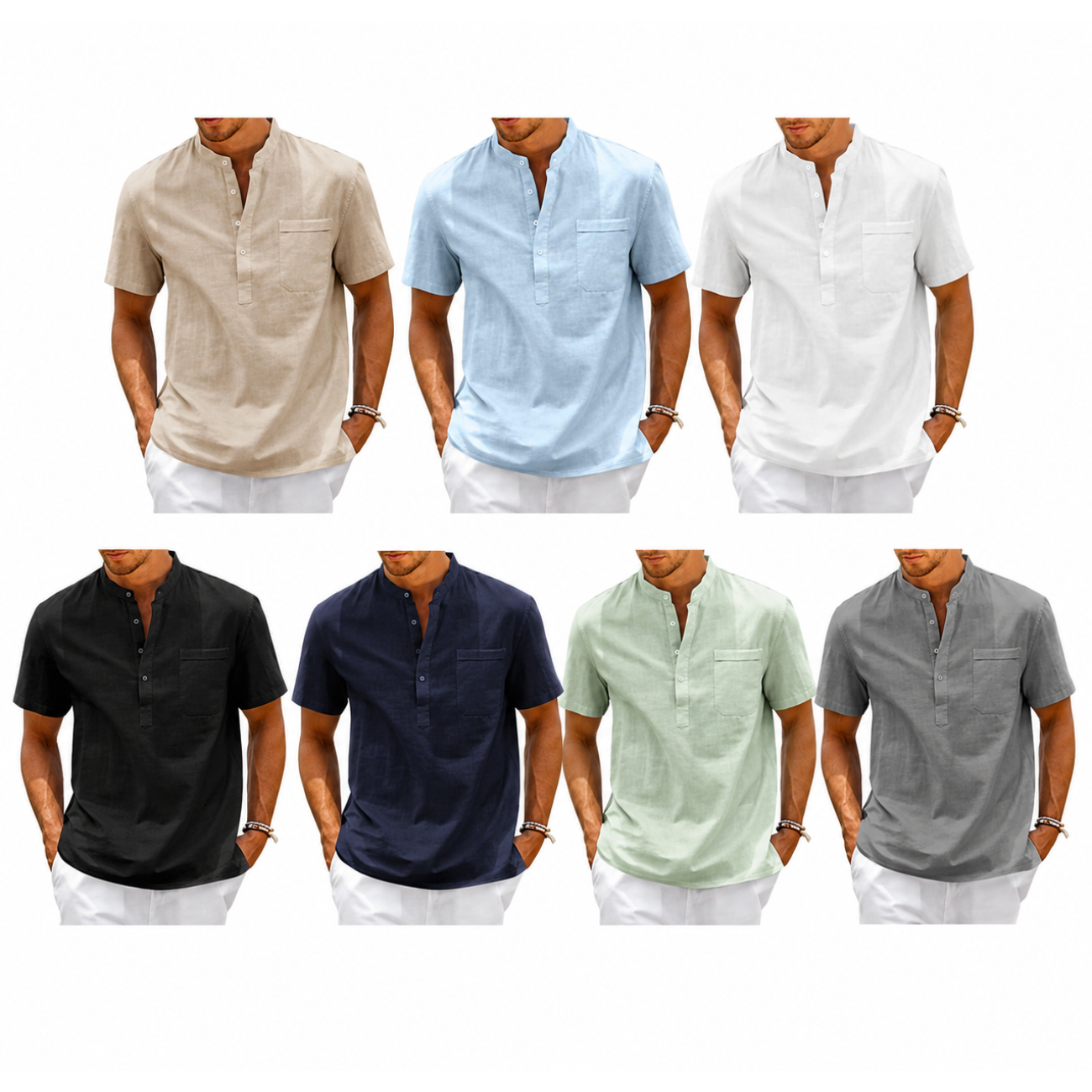 Camisa Masculina Manga Curta em Linho Noronha