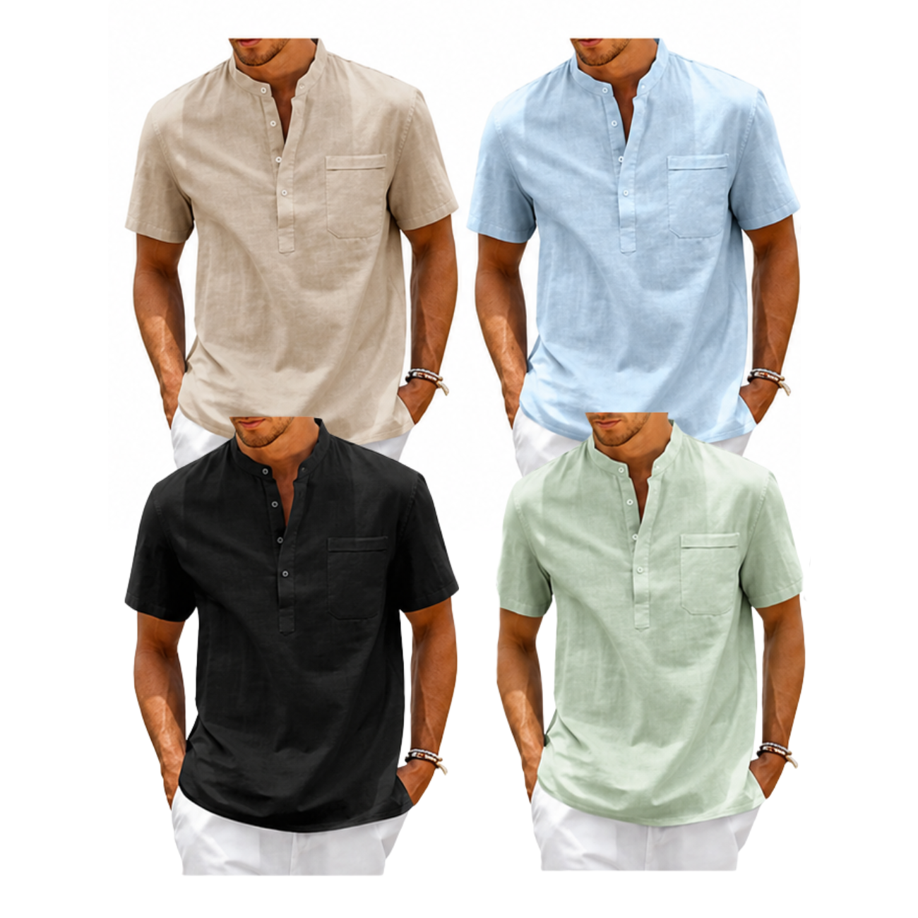 Camisa Masculina Manga Curta em Linho Noronha