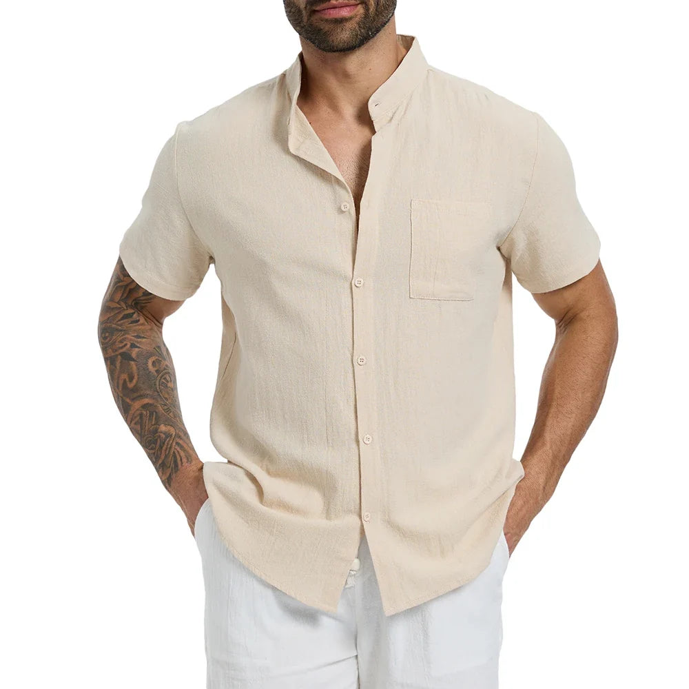 Camisa Masculina Manga Curta em Linho Guaratuba