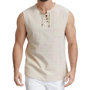 Camisa Masculina Sem Mangas em Linho Canajurê