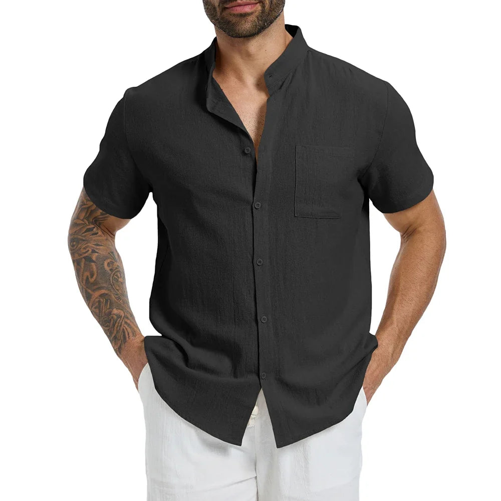 Camisa Masculina Manga Curta em Linho Guaratuba