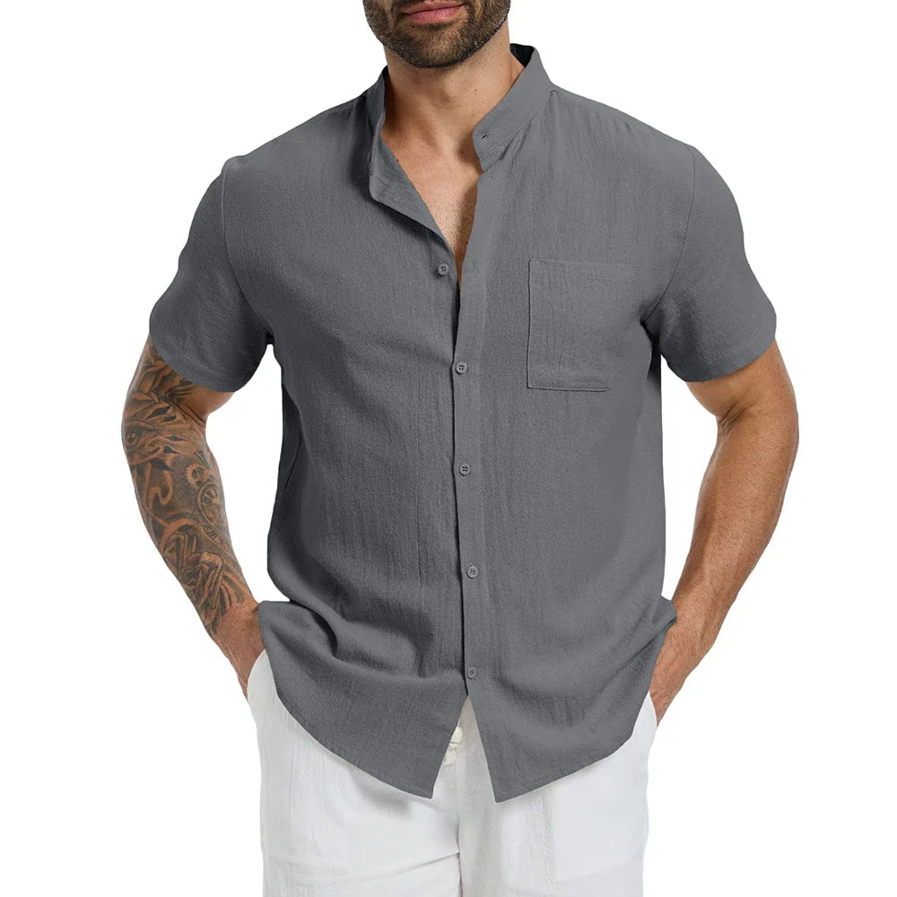 Camisa Masculina Manga Curta em Linho Guaratuba