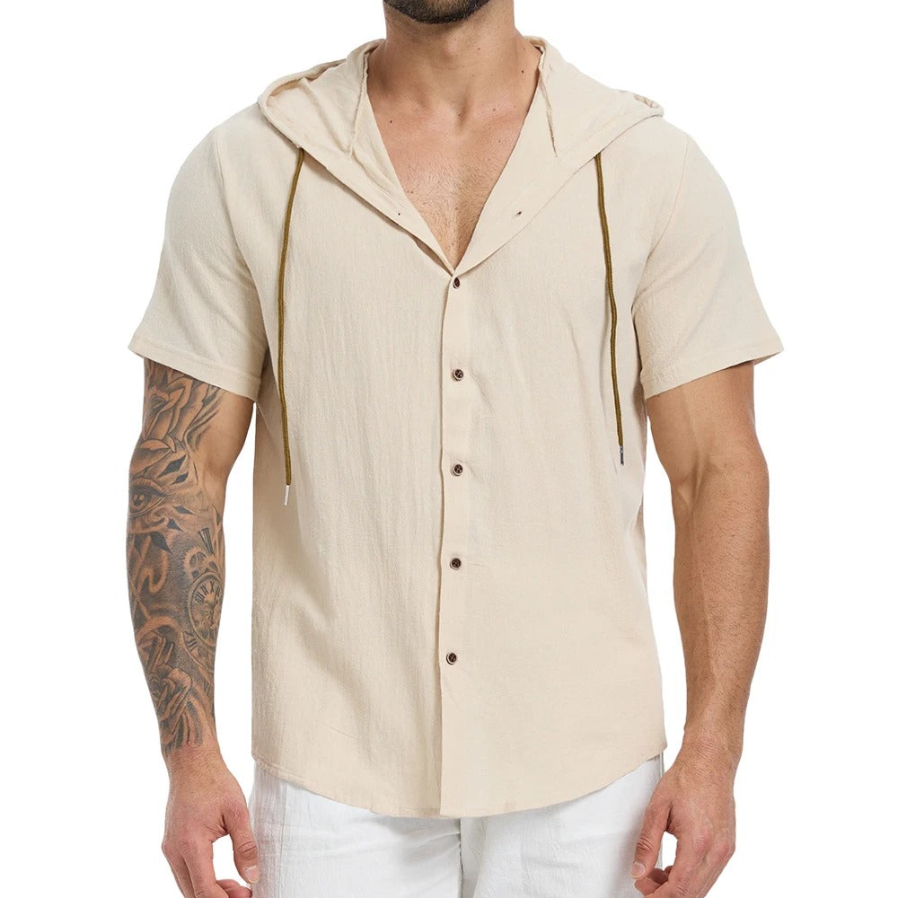 Camisa Masculina com Capuz em Linho Itapema
