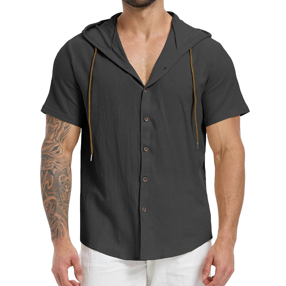 Camisa Masculina com Capuz em Linho Itapema