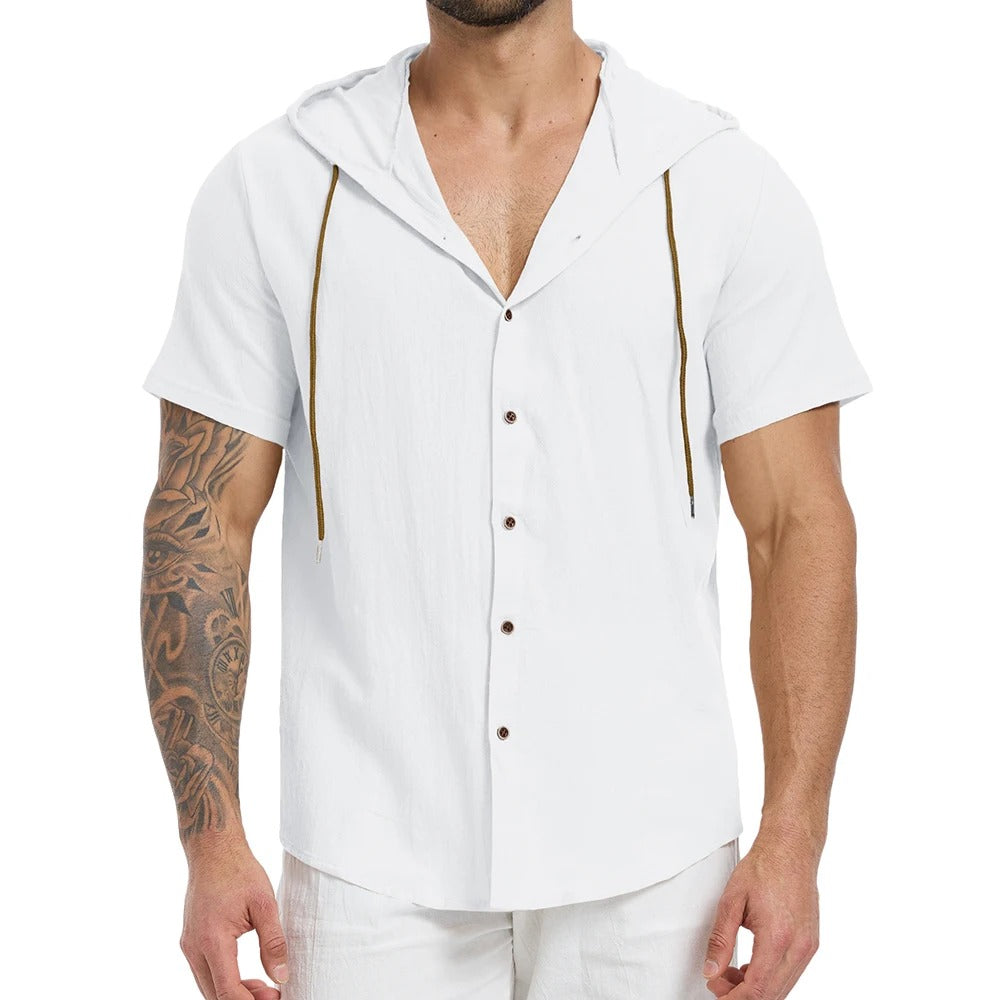 Camisa Masculina com Capuz em Linho Itapema
