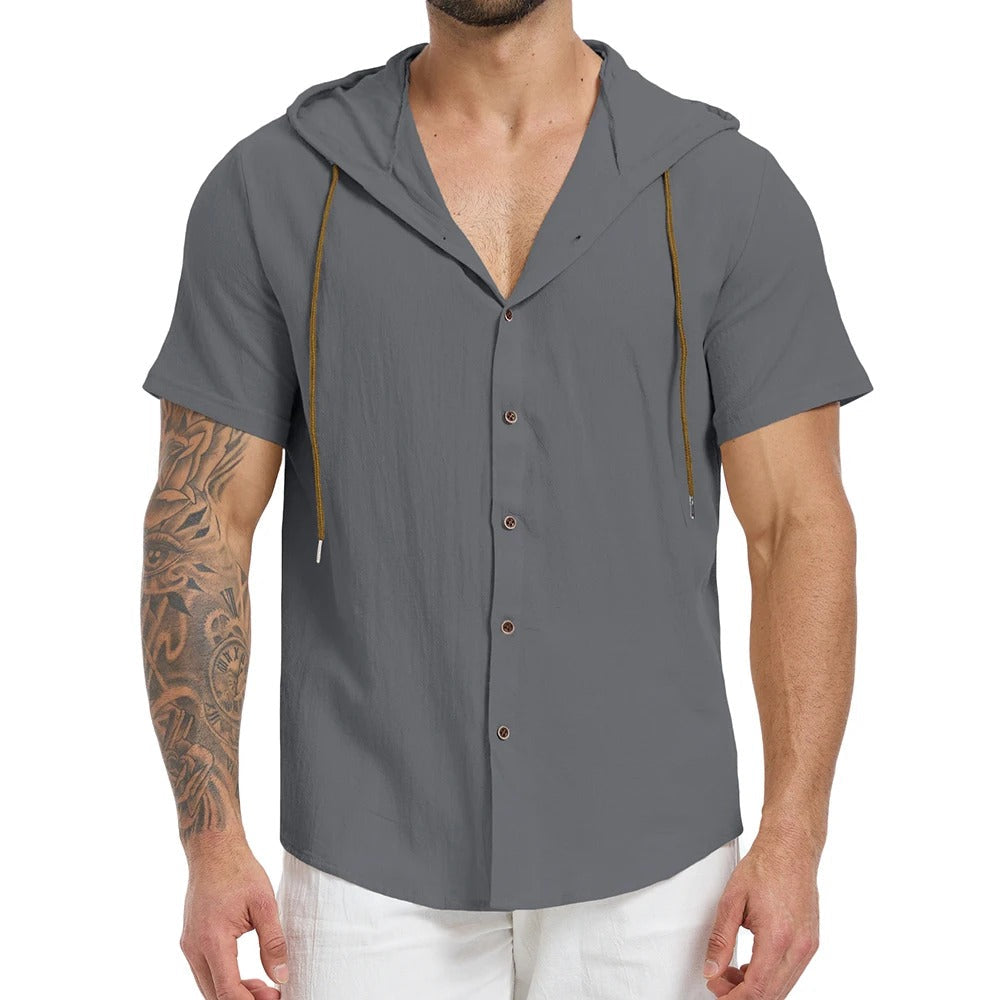 Camisa Masculina com Capuz em Linho Itapema