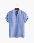 Camisa Masculina Listrada Gola Padre Mônaco